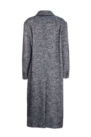 Diagonal grey wool and alpaca blend long coat MAURO GRIFONI | GT26004327009